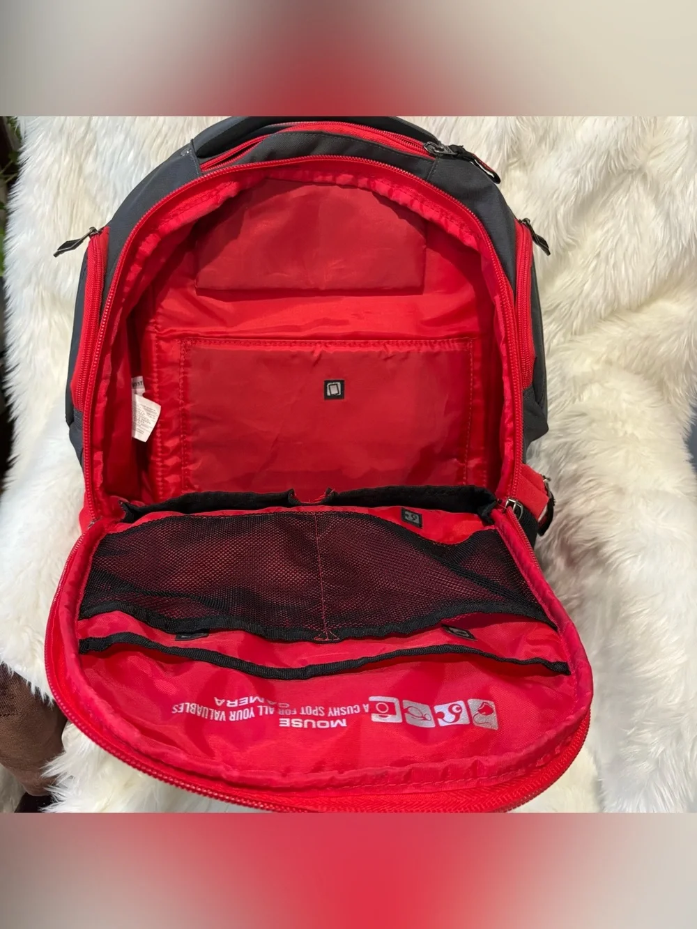 OGIO Fly Racing Bandit Backpack Gray Red Laptop School Travel Moto Gear Bag Pack
